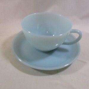 Vtg. Fire-King Oven Ware Blue Delphite Cup/Saucer